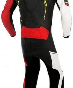 Men's Fashion Motorbike Real Leather One Piece Suit with Armor Protection Black,XS-5XL back image