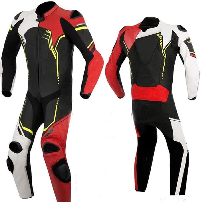 61lVIPHrFKL._AC_UX679 Men's Fashion Motorbike Real Leather One Piece Suit with Armor Protection Black,XS-5XL front and back image