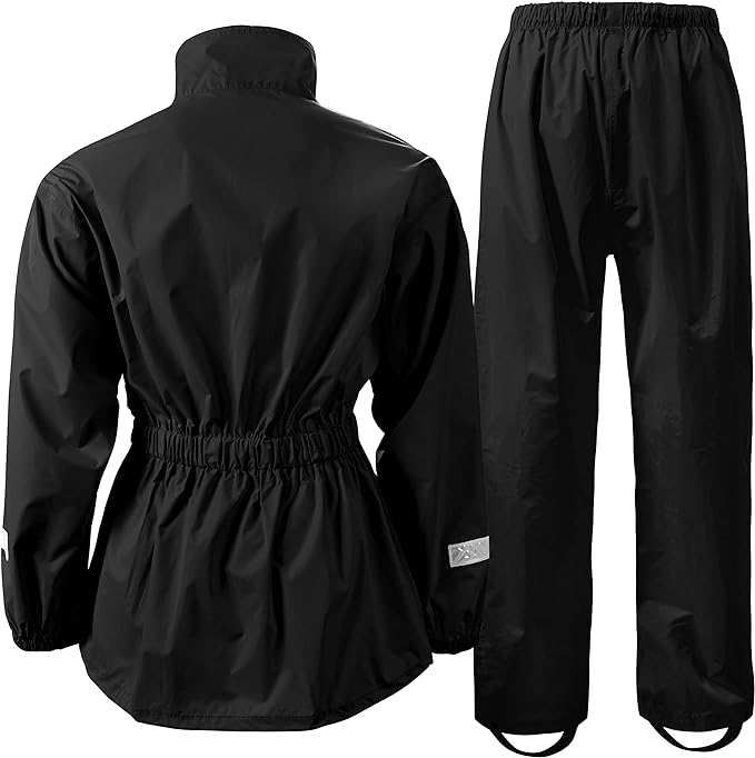 71R508TmI_L._AC_UX679 Leather Phobia Motorcycle Rain Suit for Men Women Waterproof Jacket and Pants with High Visibility Reflective Tape full image back
