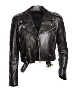 Belted Black Cropped Jacket