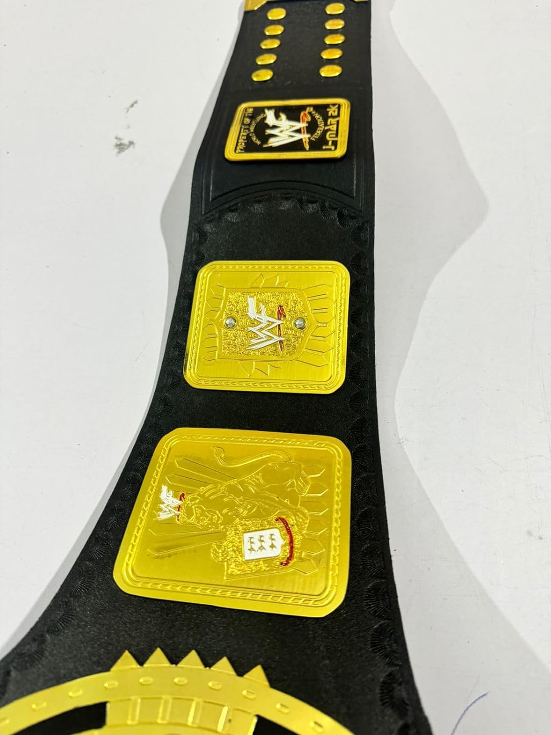 Big Eagle Block Logo Championship Wrestling Belt Real Leather Adult Size Belt (2MM BRASS),Multi & Black3