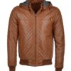 Quilted Detachable Hooded Bomber Jacket