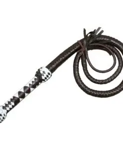 Bullwhip 4ft Brown White 12 Plait whip by leather phobia