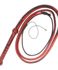 Bullwhip 8ft Red Black 12 Plait Handmade by leather phobia