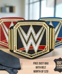 WWE Universal Title Replica Belt Blue Red Black Genuine Leather Adult